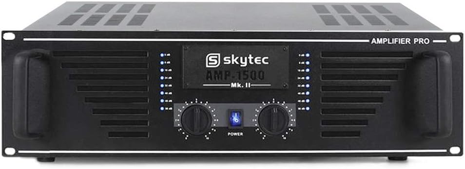 Skytec PA Speaker Amplifier Mobile DJ Disco Stereo Amp 19" Rack 1500W Black