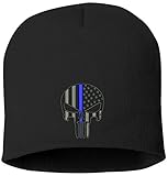 Peerless Punisher Blue Line Skull Knit Hat-1077