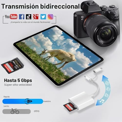[Certificado Apple MFi] Lector Tarjetas SD para Phone Pad, Lightning USB C Adaptador de Tarjeta de Memoria para MicroSD/SD, SD Card Reader para iPhone16 15/iPad/Macbook/Teléfonos Android/Cámara — foto 4 de 7
