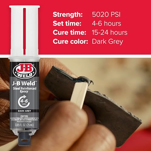 J-B Weld Original Steel Reinforced Epoxy Syringe, High Strength, 2 Pack, Dark photo 11