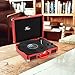 Vinyl Stereo Red Record Player 3 Speed Portable Turntable Suitcase Built in 2 Speakers RCA Line Out AUX Headphone Jack PC Recorder