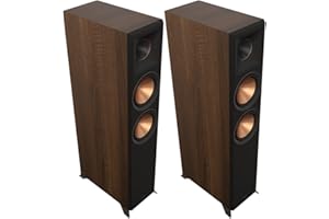 Klipsch RP-6000F II 2.0 Dual Floorstanding Speaker Pair with 90° x 90° Hybrid Tractrix Horn, 1” LTS Tweeter, 6.5” Cerametallic Woofers, and Dolby Atmos Options for Premium Home Theater Sound in Walnut