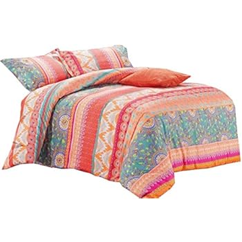 Amazon Com Wake In Cloud Bohemian Comforter Set Orange Coral