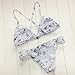 DaiLiWei 2 Pcs Marble Print Cross Back Top Bottom Double Side Swim Wear Women Bikini Sets, White, Medium