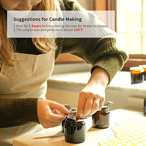 PinCute 200 PCS Wick Stickers for Candle Making, DoubleSided Heat Resistant Candle Wick