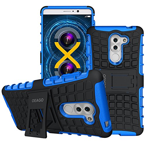 Honor 6X Case, OEAGO Huawei Honor 6X Case [Shockproof] [Impact Protection] Tough Rugged Dual Layer Protective Case with Kickstand for Huawei Honor 6X - Blue