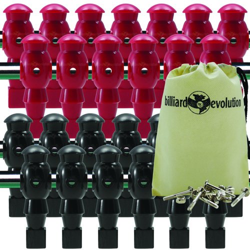 Billiard Evolution 26 Red and Black Robotic Foosball Men with Free Screws and Nuts Drawstring Bag