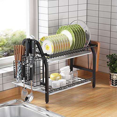 Dish-Drying-Rack-1Easylife-2-Tier-Dish-Rack-Stainless-Steel-with-Utensil-Knife-Holder-and-Cutting-Board-Holder-Dish-Drainer-with-Removable-Drain-Board-for-Kitchen-Counter-Organizer-Storage-Black