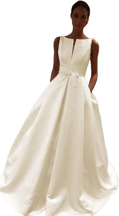 satin ball gown wedding dress with pockets