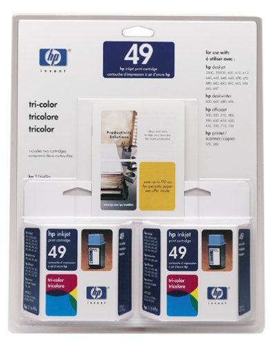 HP 49 Tri-Color Ink Cartridge Twin Pack (C6649AN)