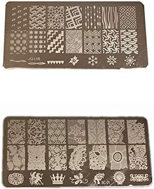 Newlly Nail Stamping Kit with 2 Rectangular Image Plates