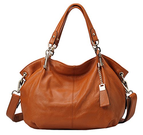 SAIERLONG Ladies Designer Womens Brown Cowhide Genuine Leather Handbags Shoulder Bags
