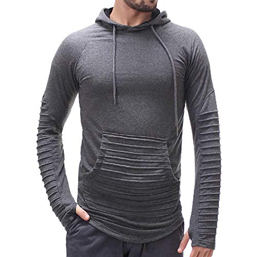 Clearance!Men's Solid Color Silm Stripe Stitching Hoodie Joint Long Sleeve Shirt Top Blouse