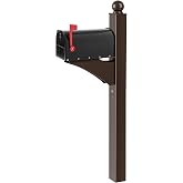 Colingmill Brown,Black 1 Set Iron Mailbox Posts with Mailbox for Outside Ground Mounting Post 56 Inch Tall Heavy Duty Architectural Stand with 8 Screws for Outdoor Use