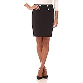 Rekucci Women's Pull-On Stretchy Knit Pencil Skirt with Button Detail