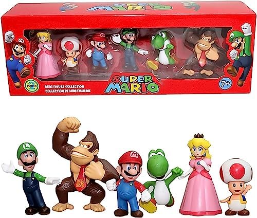 CGCHAONI 6pcs Ma-rio Figures Toys, Mario Bros PVC Toys, Mario