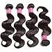 Sunber Hair Virgin Brazilian Body Wave 3 Bundles, Long Lasting Brazilian Hair 100 Human Hair Body Wave, Natural Black Color Mixed Length