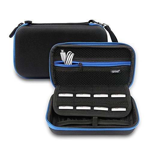 Soyan Carrying Case for Nintendo New 3DS XL and 2DS XL, with 16 SD Card Holders, Fits Wall Charger (Blue)