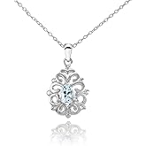 Ice Gems Sterling Silver Gemstone Filigree Teardrop Necklace