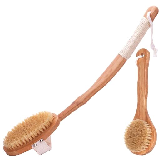 SEEKO Natural Boar Bristle Detachable Curved Long Handle