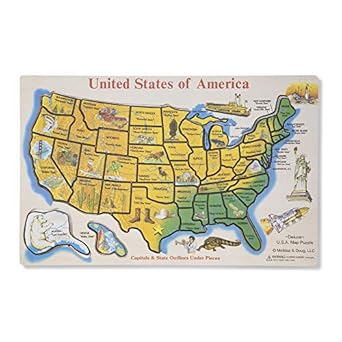 Puzzle Sonoro Mappa USA In Legno 40 Pezzi Melissa & Doug + Mini-Pad Scratch Art Omaggio
