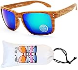 W107-vp Style Vault Sport Flash Mirror Sunglasses (B1738F Woody Brown-Emerald Mirror, mirrored)