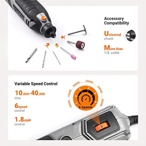 TACKLIFE Rotary Tool 200W Power Variable Speed with 170 Accessories