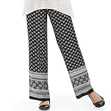 Black and White Print Wide-Leg Pants