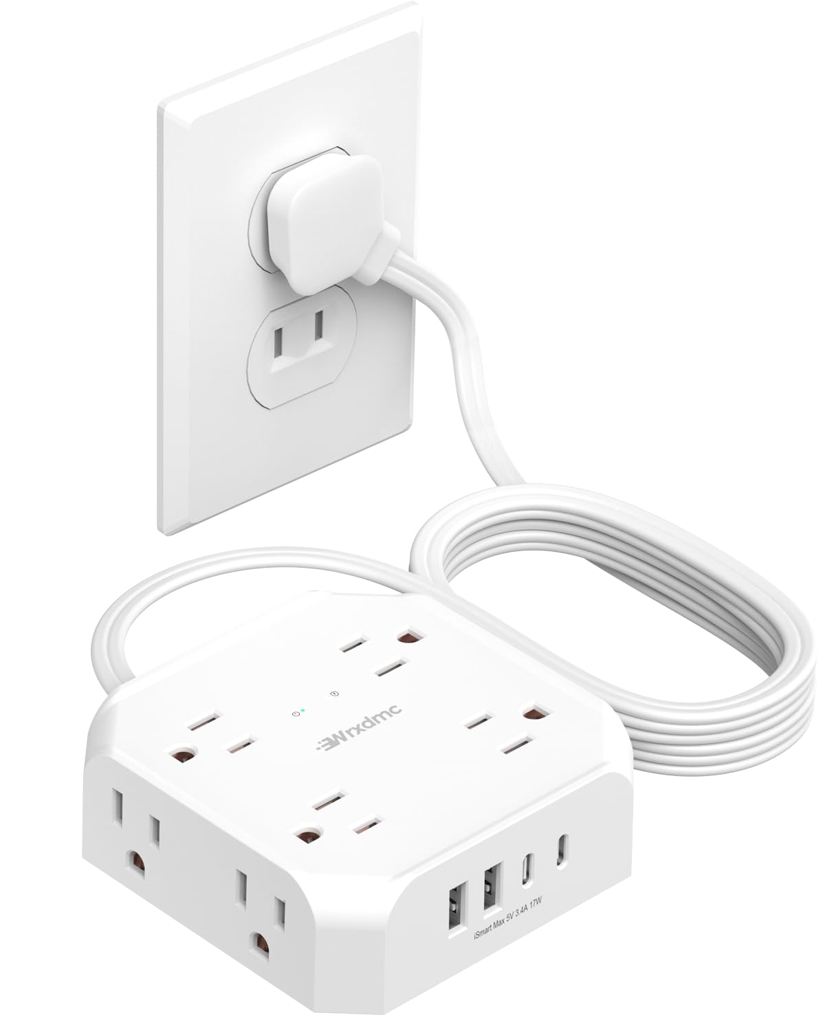 2 Prong Power Strip, WRXDMC 2 Prong to 3 Prong Outlet Adapter