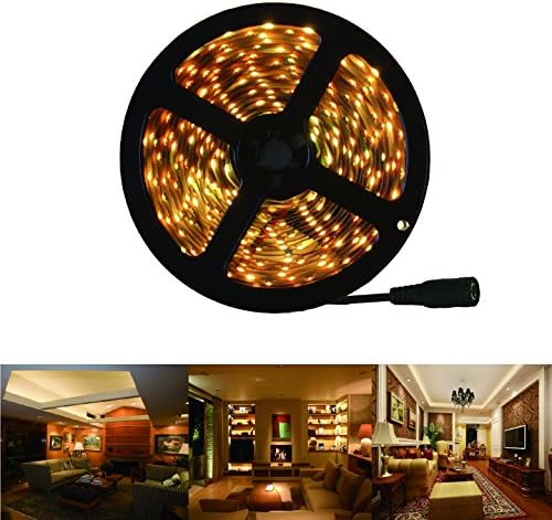 RoLightic Flexible LED Strip - Warm White 3000K SMD 3528 with 300LEDs,16.4 Ft Roll,12V DC,Indoor IP44 Non-Waterproof,LED Tape Light (Warm White)