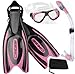 Cressi Frog Plus Fin Focus Silicone Mask Dry Snorkel Set, Pink, Small/Medium/Men's 7-9/Women's 8-10