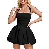ChiaoLezhee Halter Mini Bubble Dress, Date Night Birthday Homecoming, Coquette Short Corset for Women, Sexy Cute Going Out