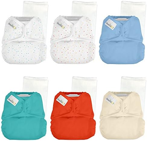 Elemental Joy Reusable One-Size Baby Cloth Diapers - 6 Pack with inserts - Fits Babies 8 to 35+ Pounds (Golly Jolly)