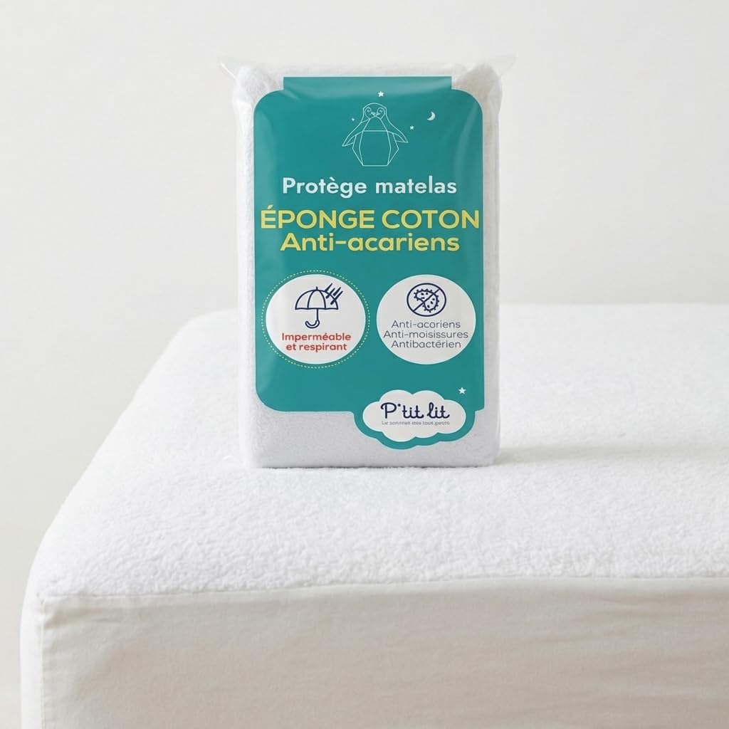 P’tit Lit Terry Mattress Protector Aegis, 70 x 140, White