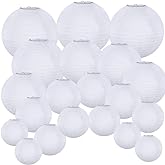 Supla 20 Pack Chinese White Paper Lantern Round 4” 6” 8” 10” 12” White Hanging Lanterns Wedding Party Decorations