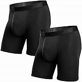 BN3TH Men's Classic Icon 3-D Pouch Boxer Briefs - Breathable, Anti-Chafing, Ultra-soft, No-Roll Waistband, 6.5" Inseam (2pk)