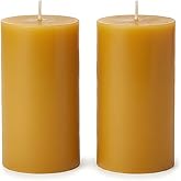 Natural Beeswax Pillar Candles 2 Packs, Non Toxic Beeswax Candles 70 Hours Long Burning, Organic Emergency Bees Wax Candles for Home, Paryer, Parties, Unscented Dripless Smokeless Candles, 2x4in