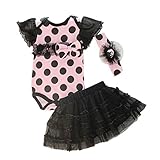 PanDaDa Newborn Baby Girls Romper Tutu Skirt Polka Dot Headband Outfit Sets