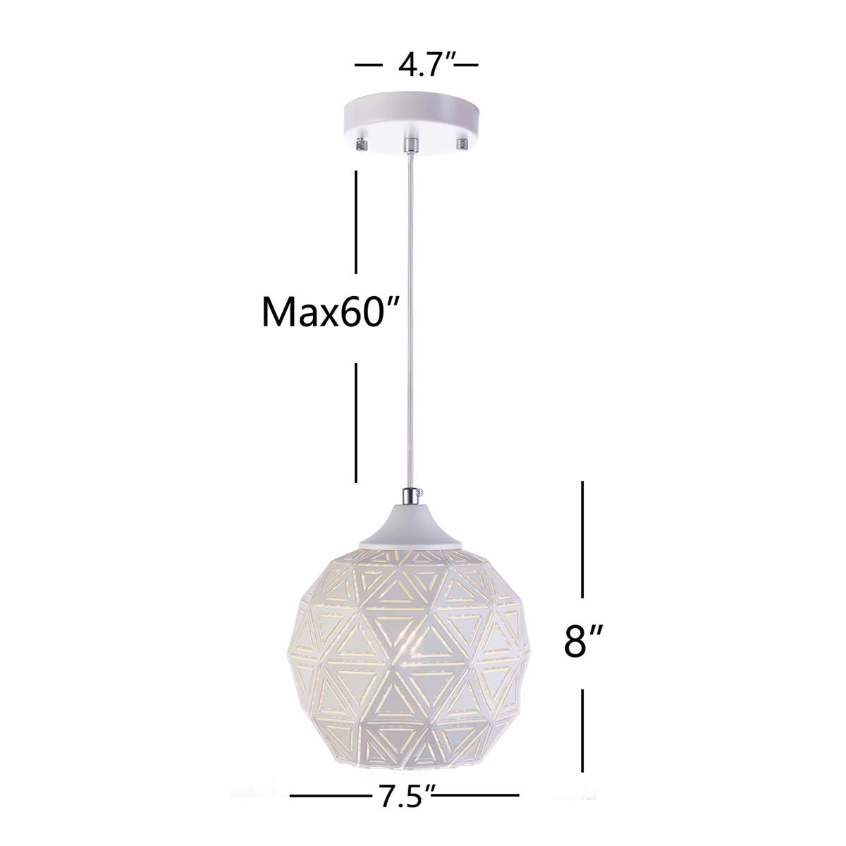 SHENGYADI Industrial Mini Pendant Light with Handcrafted Metal Globe Shape Contemporary 1-Light Rustic Pendant Lighting for Kitchen Island Dining Room Sink Bar Counter Store, White Painted Finish