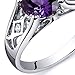 PEORA Simulated Alexandrite Cathedral Solitaire Ring for Women 925 Sterling Silver, 1.75 Carats Round Shape 7mm, Size 7, w/Jewelry Box, Sparkling Color Change Alexandrite Jewelry