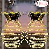 Garden Solar Lights, Outdoor Decor Pineapple Solar Path Lights Hanging Fairy Lights, 2-Pack Waterproof 25 Solar Led Warm Fairy String for Patio Path Home Décor Lighting