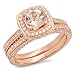 Dazzlingrock Collection 6.2mm Round Morganite & White Diamond Split Shank Halo Engagement Ring Set for Women in 14K Solid Rose Gold Size 5.5