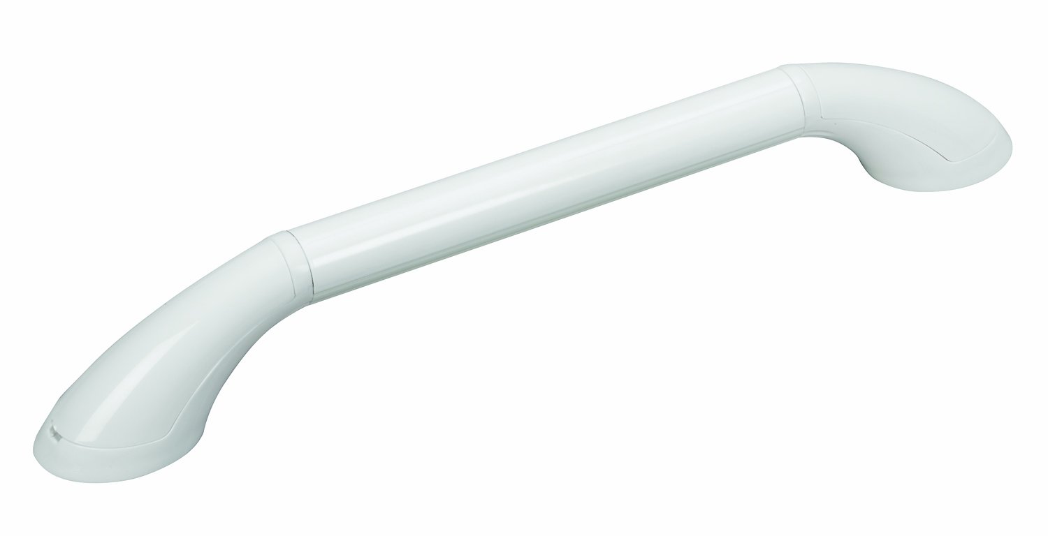 HealthSmart Contoured Grab Bar Bathroom Safety Bar, White, 16 Inches