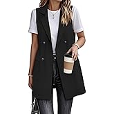 IDEALSANXUN Womens Long Linen Vest Dressy Sleeveless Blazer Jackets Outerwear Tops