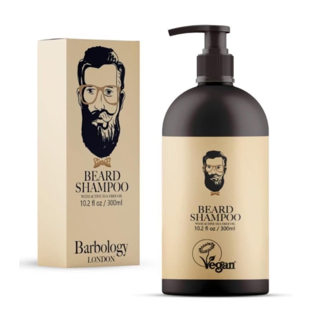 Barbology LONDON 2-in-1 Beard and Face Shampoo for Men with Jojoba Oil, Argan Oil, and Avocado Oil, Conditions Dry, Itchy and Coarse Facial Hair, 300ml Pump