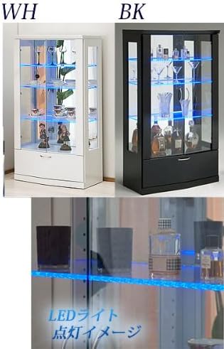Amazon Co Jp 70幅 Hタイプ コレクションボード Ledブルーライト付 飾り棚 フィギュアケース コレクションケース ショーケース ディスプレイラック 通販 ブラック ホーム キッチン