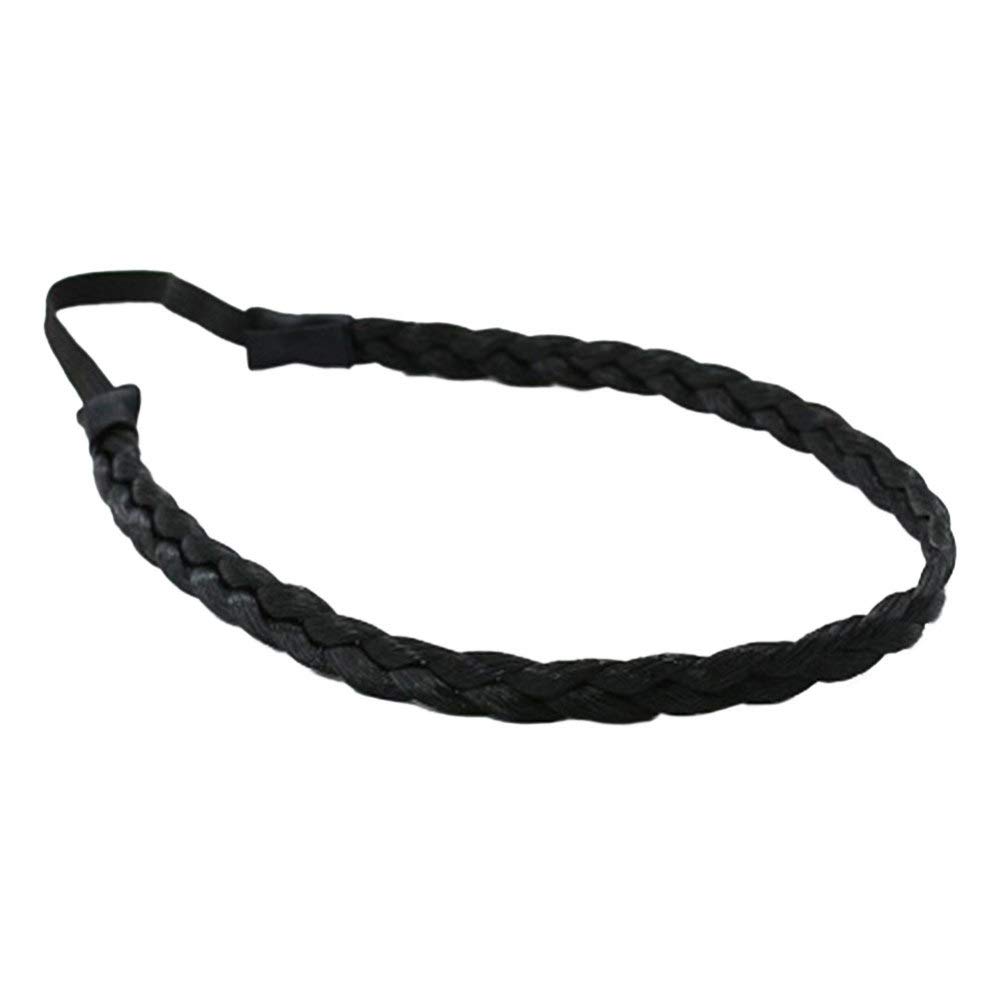 Beaupretty Women's Fashion Headbands Braided Headband Classic Chunky Wide Braids Elastic Plaited Hairpiece Decorative Hair Band Hair Accessory for Women (Black) Womens Fashion Headbands