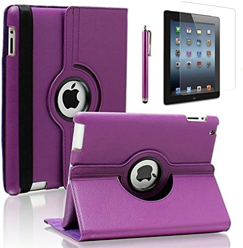 Zeox New iPad 9.7 inch 2017 / iPad Air Case - 360 Degree Rotating PU Leather Stand Protective Cover with Smart Auto Wake/Sleep for Apple New iPad 9.7 inch 2017/ iPad Air, Purple