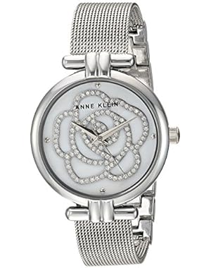 Women's Quartz Metal and Stainless Steel Dress Watch, Color:Silver-Toned (Model: AK/3103MPSV)