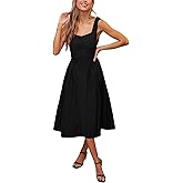 CUPSHE Women's Summer Sleeveless Midi Dress Square Neck Smocked Casual A Line Beach Sundress